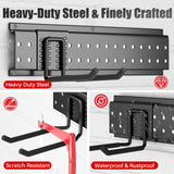 ZICANYCO Garage Tool Organizer Wall Mount 48 inches with 10 Adjustable Heavy-Duty Hooks, Garage Organization, Garden Tool Storage Rack, Yard, and Shed, Holds Up to 400 lbs
