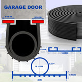 DGSL Garage Door Seals Bottom Rubber Weather Stripping Kit Seal Strip Replacement, Weatherproof Threshold Buffering Sealing Rubber 5/16 Inch T Ends (20 FT, Black, U+O)