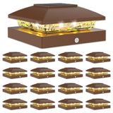 VOLISUN 4x4 Solar Post Cap Light 16pack,Solar Fence - Post Lights Brown Outdoor Waterproof for Wooden/Vinyl Post, with Warm White for Deck