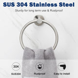 NearMoon Bath Towel Ring, Bathroom Hardware Accessories-Thicken Stainless Steel Hand Towel Holder for Bathroom, Modern Round Towel Hanger Wall Mounted (Brushed Nickel, 3 Pack)