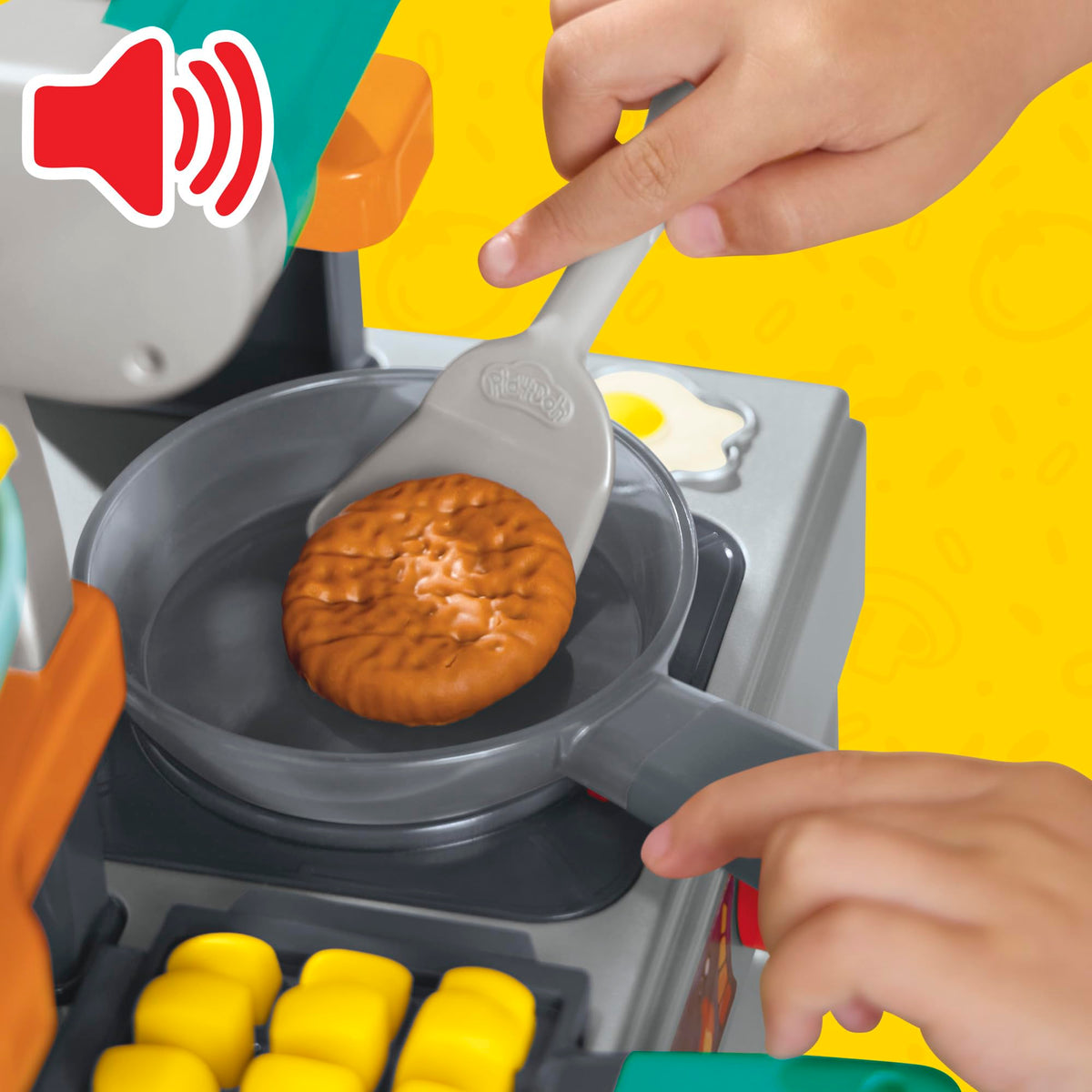 Play-Doh Super Sizzlin' Kitchen Playset, Realistic Cooking Toy Sounds, 25+ Play Foods to Create, Kids Arts & Crafts 3+