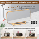 Peakeep Slim Digital Mirror Aesthetic Alarm Clock for Bedrooms Desk Decor