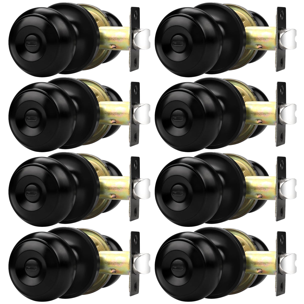 Probrico Gold Interior Door Knobs for Bedroom Bathroom, Polished Brass Privacy Door Knob Keyless Door Lock with Round Ball Knob, 8 Pack