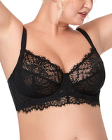 HSIA Minimizer Bra for Women - Plus Size Bra with Underwire Woman's Full Coverage Lace Bra Unlined Non Padded Bra Black