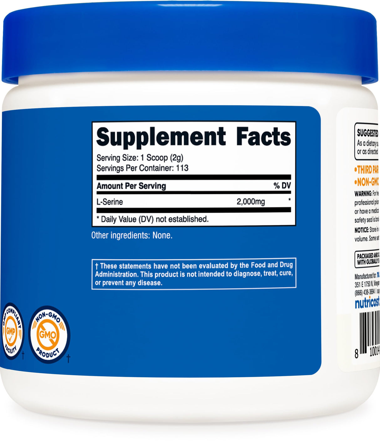 Nutricost L-Serine Powder, 113 Servings (.5LB) - 2,000 MG Per Serving - Non-GMO, Gluten Free