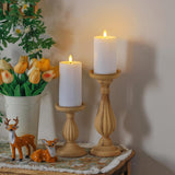 Yeelida Outdoor 4pcs Flameless Waterproof Candles with Handy Remote Control, Cycle Timer Battery Operated Candle Grease Effect LED Flickering Pillar Plastic Long Lasting (White, 3" x4" 5" 6" 7")