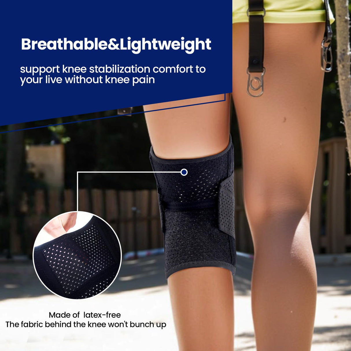 JOMVD Knee Brace for Meniscus Tear, Knee Pain, Adjustable Breathable Knee Support with Side Stabilizers for Knee Pain Arthritis Recovery Joint Support, Women and Men