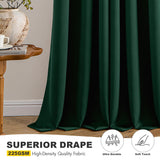 MIULEE Hunter Green Blackout Curtains for Bedroom Living Room 63 Inches Long 2 Panels, Thermal Insulated Room Darkening Drapes Solid Grommet Noise Reduction Emerald Green Christmas Curtains 40x63 Inch