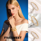 Pack of 6 - Gold Bracelet Bangles Bulk Set for Women,Trendy Stackable, Zinc Alloy Rivet & Four-Leaf Clover Design Stackable Bangles with Rhinestones, 7-inch Circumference Fits Most Adults, Jewelry Gift for Her, Girlfriend, Wife, Mom, Sister, Lover on Birt
