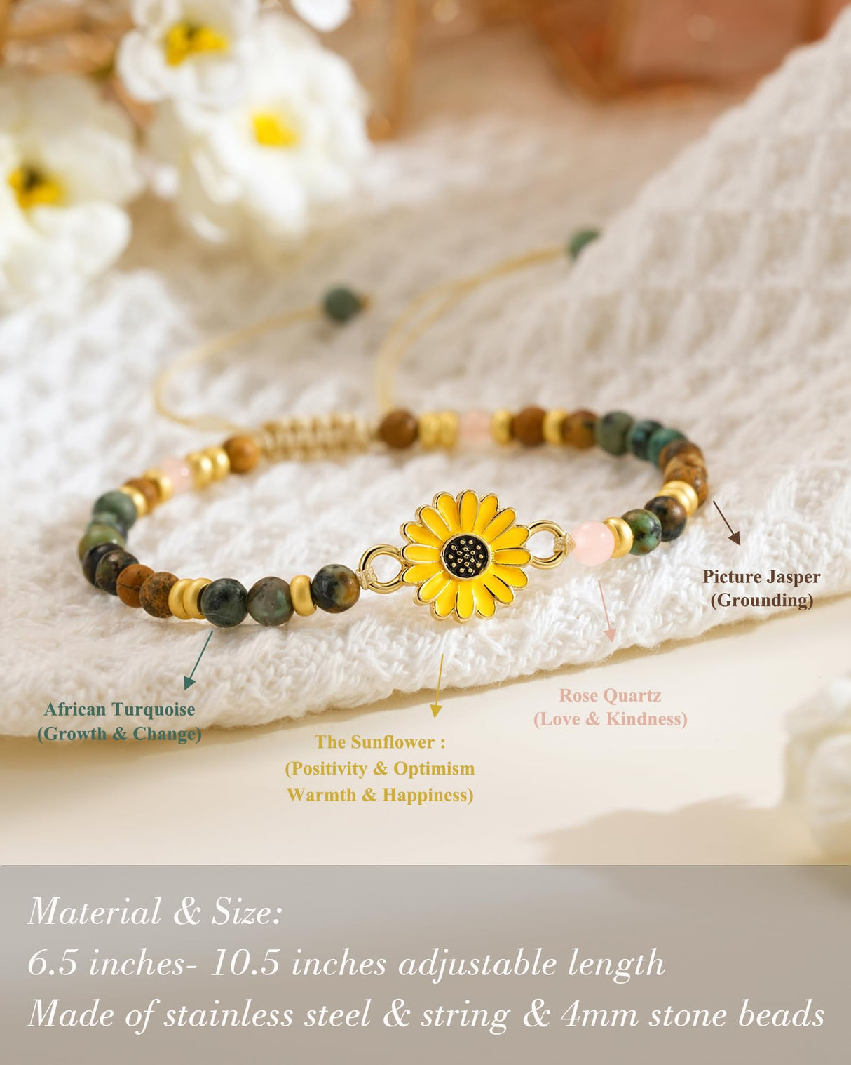 Tarsus Sunflower Gifts for Women, Inspirational Bracelet for Women Sunflower Bracelets Jewelry Gifts for Teen Teenage Birthday Christmas Stocking Stuffers