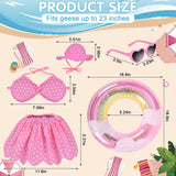 yuboo Summer Porch Goose Outfits Fits 23" Bikini Goose Outfits with Swimming Ring, Sunglasses, Hat and Skirt Hawaiian Porch Goose Clothes Costume for Outdoor Patio Yard Decor Pink