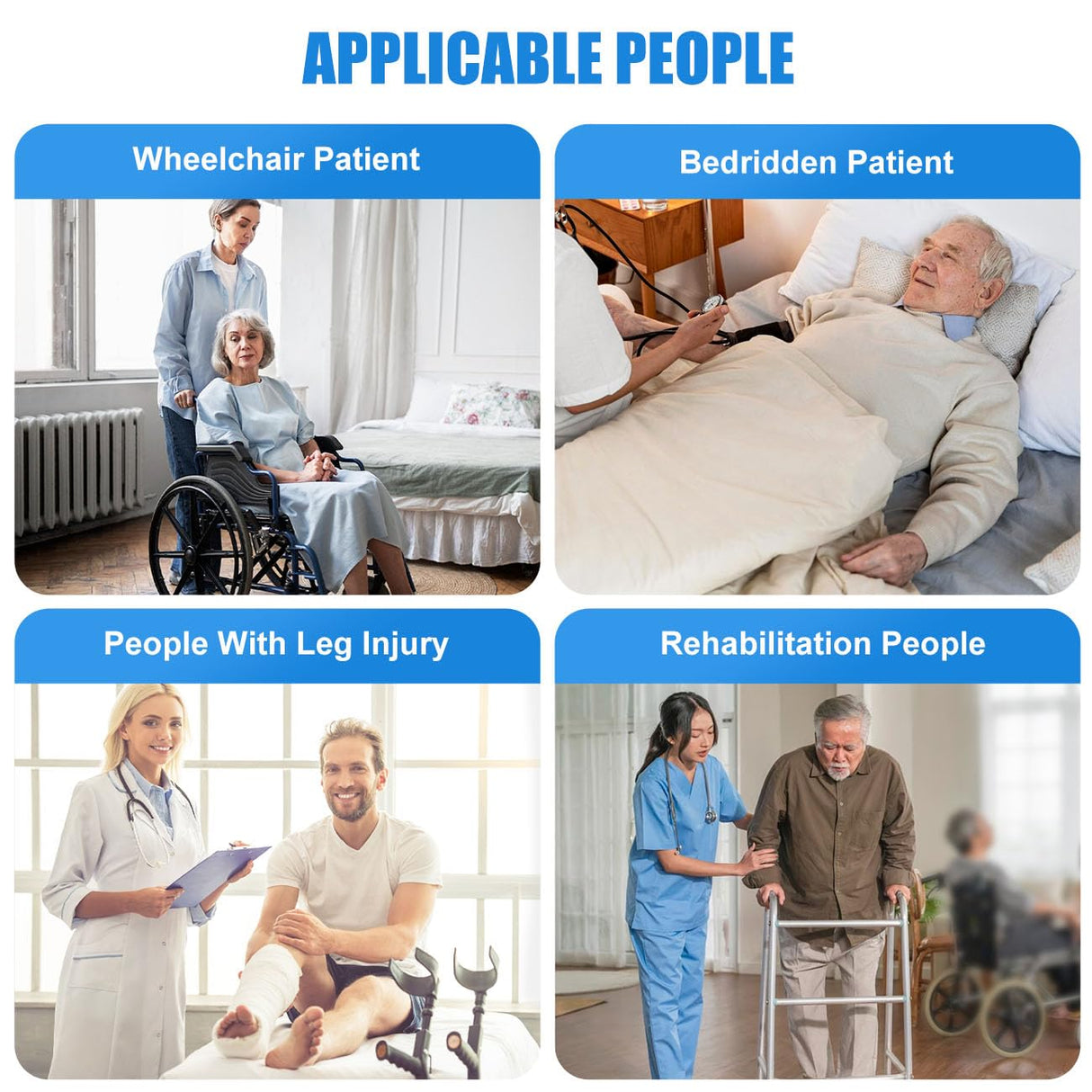 Gait Belt 2 Pack, Rhino Valley gait Belts for Seniors with 7 Handles, 59" Anti-Slip Transfer Belt for Elderly, Elderly Assistance Products, Blue&Black