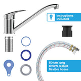 Bächlein Kitchen Mixer 360 Degree Swivel (Chrome) - Single Lever Sink Mixer with 360° Swivel Spout - Faucet for The Kitchen in Extra Solid Design