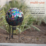 Alpine Corporation 10" Diameter Indoor/Outdoor Glass Mosaic Gazing Globe Yard Decoration, Purple Pearlized Petals Design