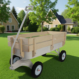 ZeHuoGe Outdoor Sport Wagon All Terrain Pulling w/Removable Wooden Side Panels, Solid Tires Big Foot Panel Wagon,Pull-Along Wagons (White)