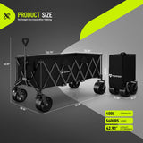Hikemoon 400L Ultra Large Collapsible Wagon with Big Wheels - Black