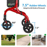 Planetwalk Premium 3 Wheel Rollator Walker for Seniors - Ultra Lightweight Foldable Walker for Elderly, Aluminum Three Wheel Mobility Aid, Brilliant Red