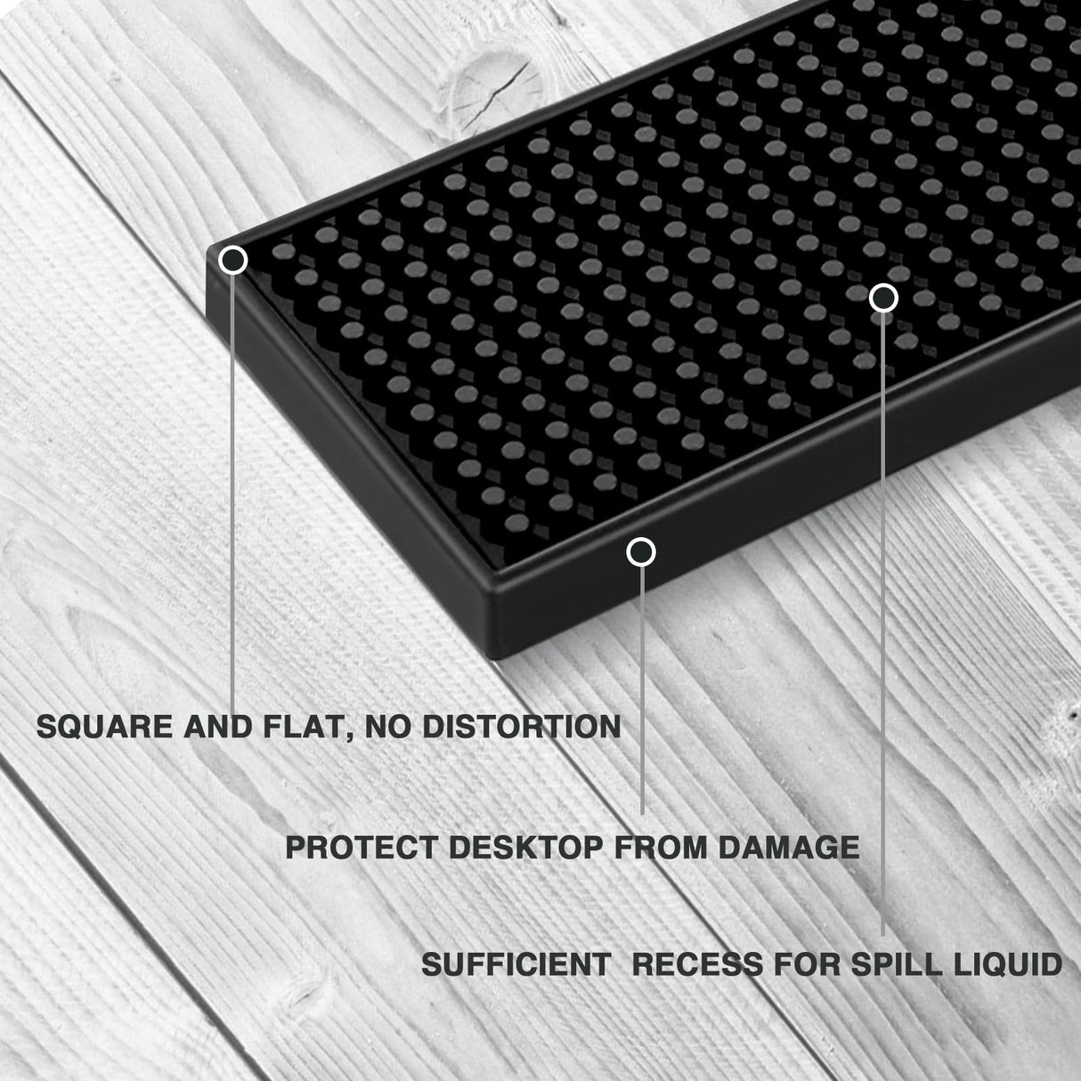 BARsics 17.5x3.5 inches Long PVC Bar Rail Mat Non-Slip Serving Spill Mat (Pack of 6)