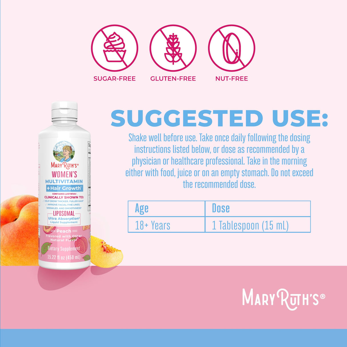 Women's Multivitamin + Lustriva Hair Growth Liposomal | Biotin 10000mcg | Clinically Tested for Thicker Hair, Wrinkles, Fine Lines, Skin Care | with Ashwagandha & Maca Root | Ages 18+ | 15.22 Fl Oz