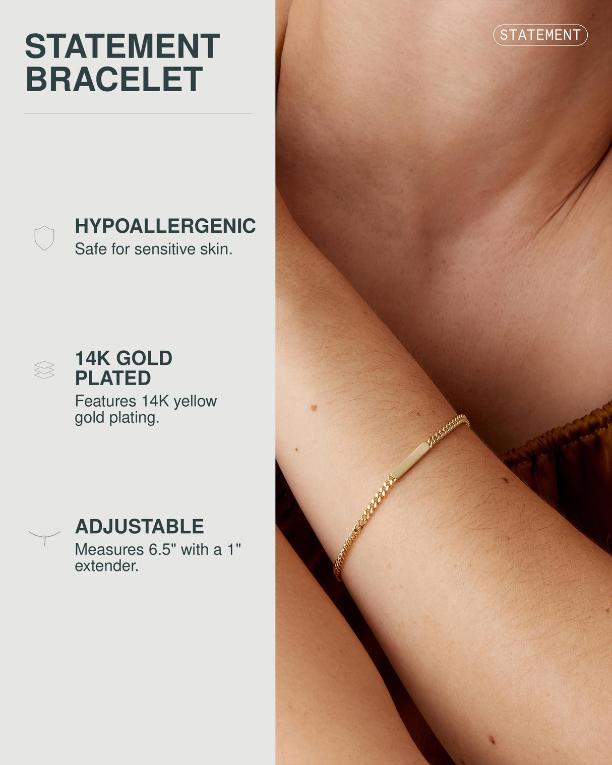 PAVOI Lightweight Bracelet for Women, 14K Gold Plated, Yellow Gold
