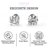 Shop LC 0.5 Carat Lab Grown Diamond Stud Earrings Silver Platinum Plated