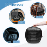 YOUFI Leather Seat Cushion Extra-Thick Booster for Office Chair to Rise Height - Full Filling for Support - with Breathable Cover, Handle and Buckle - Relieves Back Pain – 18"x16"x6" (Black)