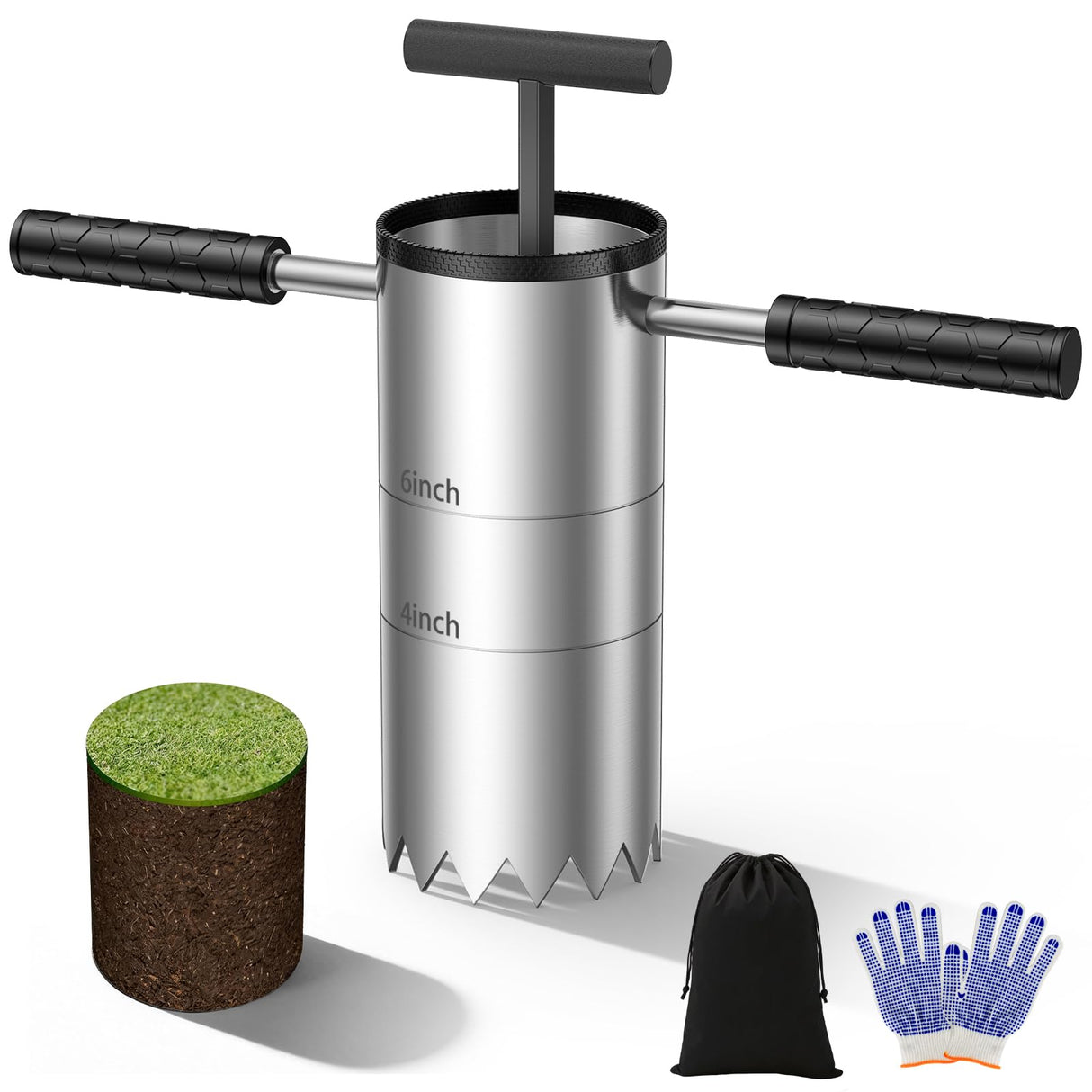 YAJAREN Portable Golf Hole Cutter Tool Stainless Steel for USGA Standard｜Detachable Anti-Slip Handle Golf Hole Digger with Depth Marks｜Backyard DIY Putting Green & Lawn Golf Practice