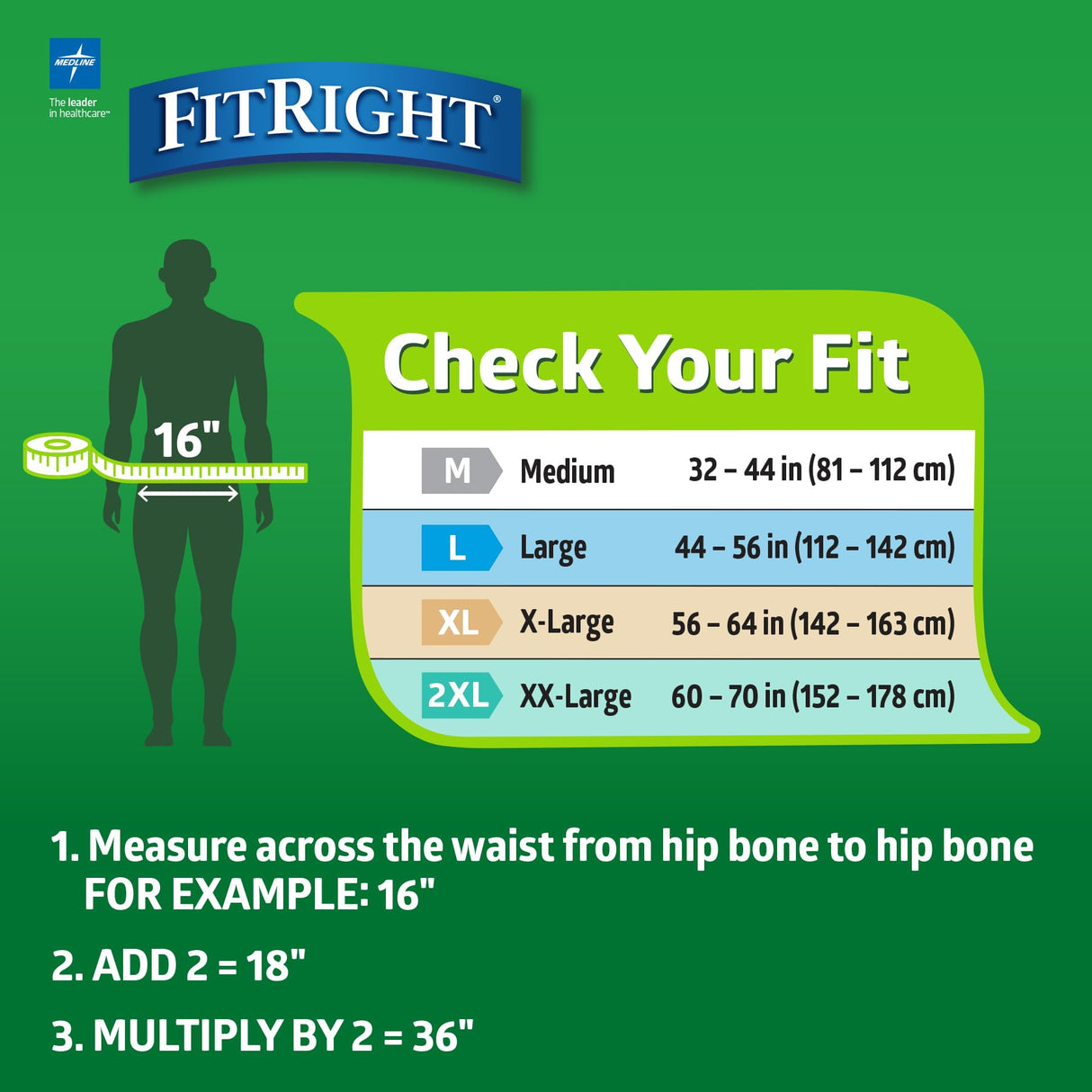 FitRight Adult Diapers, Extra+ Heavy Absorbency, M (Waist Size 32in-44in), 80 Count, OptiFit Incontinence Briefs for Men and Women, Disposable, Moisture-Wicking, Leak Protection,