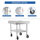 HARDURA Stainless Steel Equipment Stand Metal Prep Table with Casters 30"X 24" NSF 430 for Commercial Food Prep