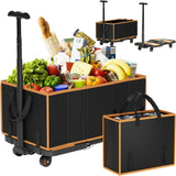 Collapsible Foldable Wagon Cart Heavy Duty, 3-in-1 Utility Dolly Wagons Carts with Wheels, Portable Folding Hand Truck with Removable Bag for Groceries, Laundry, Sports, Office