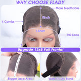 Flady 28 inch Straight HD Lace Front Wigs Human Hair Pre Plucked 180 Density 13x4 Glueless Bone Straight Human Hair Wigs For Black Women Transparent Lace Frontal Wig With Baby Hair