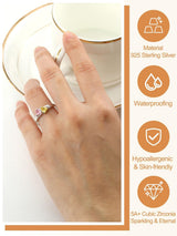 Custom4U Sterling Silver Rings for Women Personalized Name Ring with 2 Birthstones Engagement Promise Wedding Band Sparkling Jewelry Daily Wear