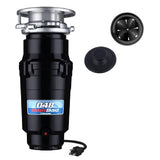 Waste Maid 10-US-WM-048-3B Garbage Disposal Anti-Jam Stainless Steel Food Waste Grinding System, 1/3 HP Compact, Black