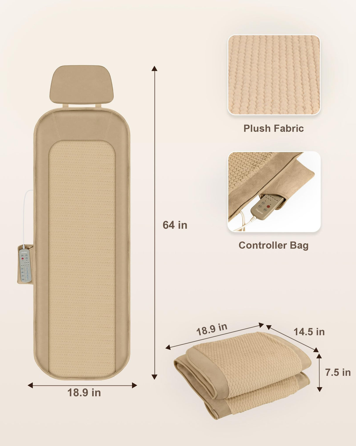 Massage Mat Full Body, Back Massager with Heat and Vibration, Massage Chair Pad, 10 Vibration Motors, 2 Heating Levels, Foldable, Gifts