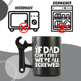Onebttl Coffee Mug With Wrench Spanner Handle - Dad Gifts From Daughter and Son, 13.5oz Funny Ceramic Mug for Father's Birthday, Father's Day, Christmas - Dad Can Fix