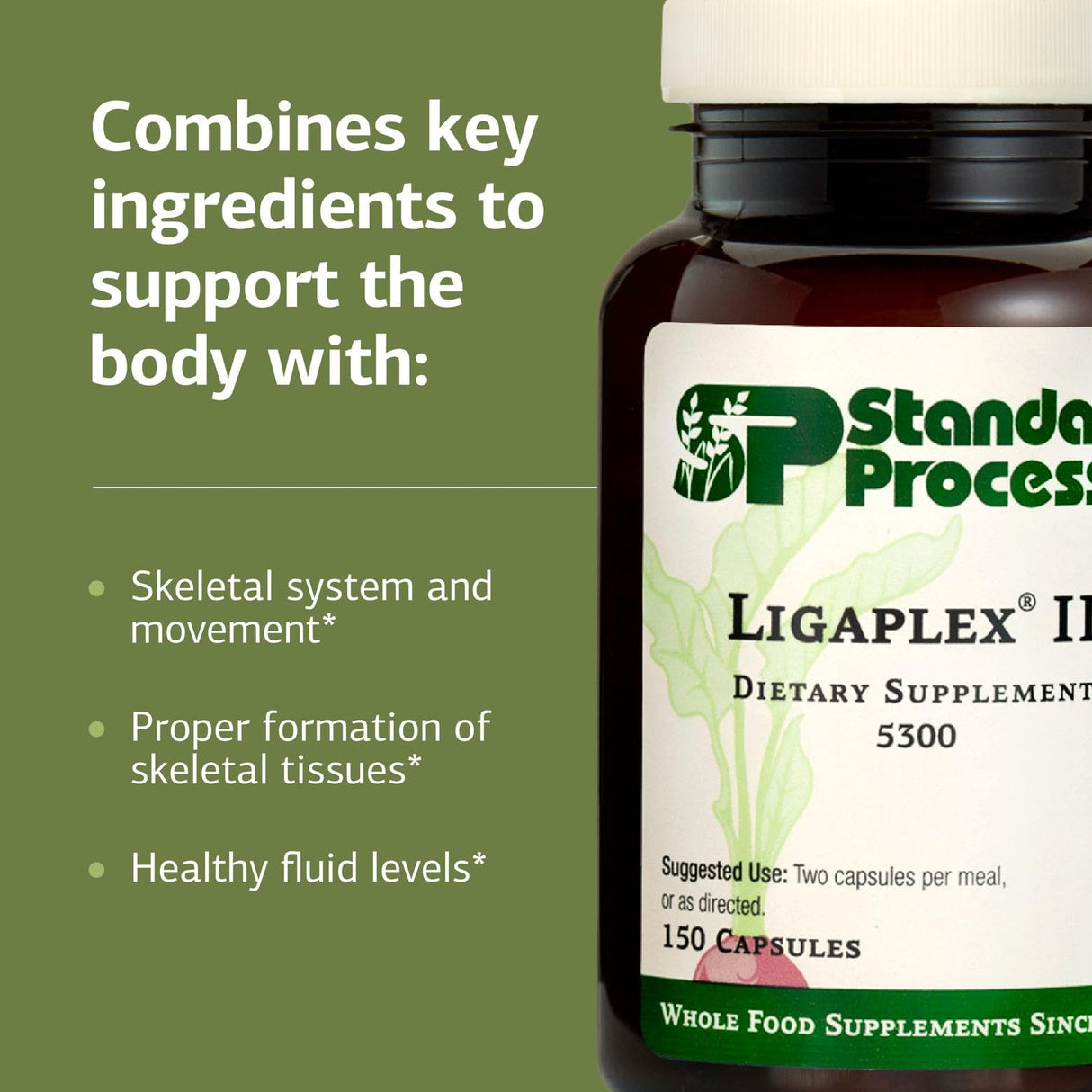 Standard Process Ligaplex II - Joint & Bone Support - Manganese Supplement with Vitamin B12, A & D - Skeletal System & Joint Support Supplement - 150 Capsules