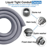 Liquid-Tight Conduit 50 ft and 8 Pieces of Connector Kit,Electrical Conduit 1/2 Flexible Non Metallic Conduit UL Certification,Flexible Conduit with 5 Straight and 3 Degree Conduit Connector Fittings