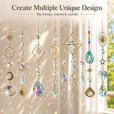 400 PCS Suncatcher Making Kit for Adults - Crystal Beads & Prism Accents with Hanging Cord, Adult Art Craft Supplies | Hanging Rainbow Maker for Home Window Garden Decor & Gifts