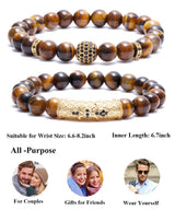 BOMAIL 8mm Tiger Eye Stone Beads Bracelet