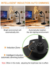 BOHON LED Desk Lamp with USB Charging Port 3 Color Modes Dimmable Reading Light Intelligent Induction Auto Dimming Task Lamp Neck Flexible Table Lamp for Bedside Office, AC Adapter Include