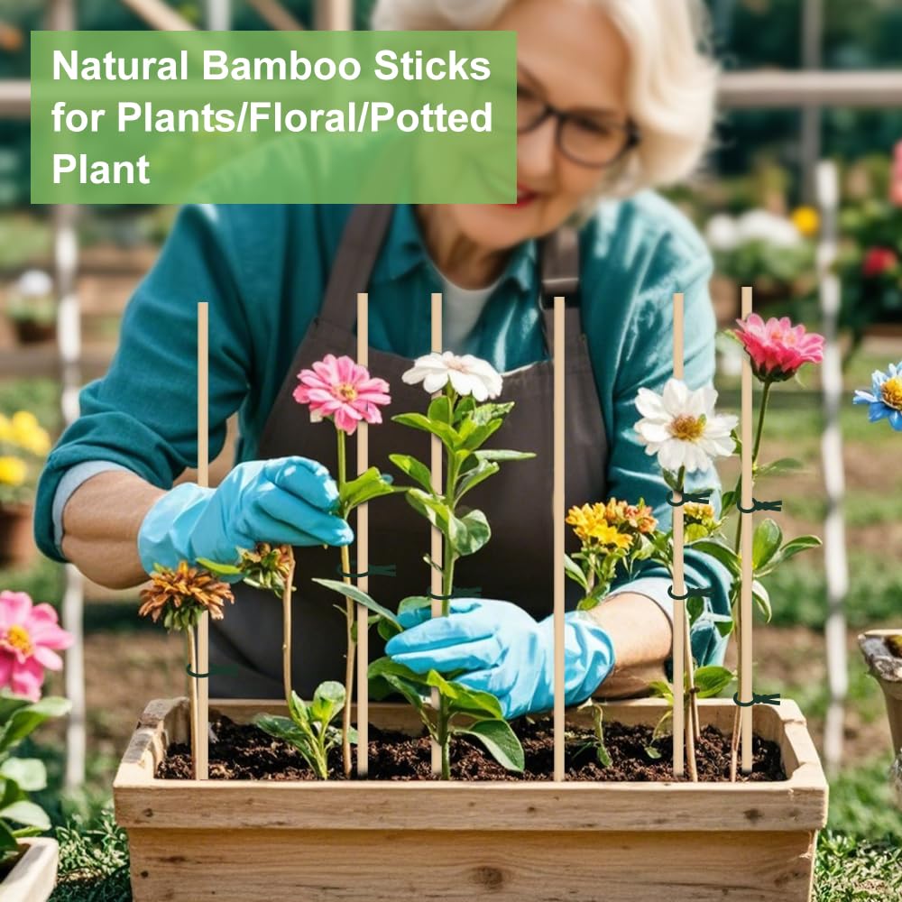 120 PCS Bamboo Plant Stakes 18 Inch, 5mm Thick Wood Plant Support Stakes