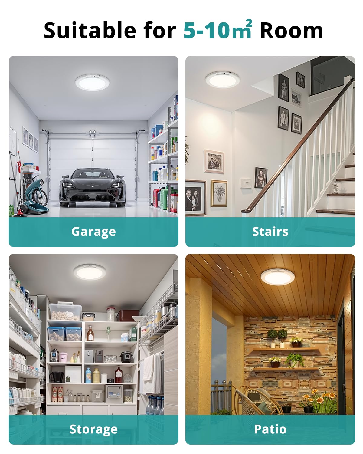 wowatt Rechargeable Ceiling Lights Battery Operated Ceiling Light with Remote Wireless Shower Lighting 3000K 4500K 6500K 7.48in Dimmable Timing Overhead Light for Closet Shower Living Room