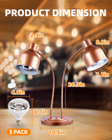 Food Heat Lamp: [Rapid-Heating Bulbs Included] [Steady Heating] Commercial Food Warmer Lamp, Electric Heat Lamp for Food Catering Food Warming Lamp for Buffet Parties (Painted Copper, 32" (2-Head))