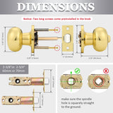 Probrico Privacy Door Knobs Lock Interior Bedroom Bathroom Door Handle Polished Brass Round Ball Keyless Lockset 5 Pack