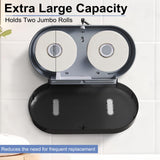 Commercial Twin Jumbo Toilet Tissue Dispenser, 9” Double Toilet Paper Roll Holder Wall Mount, Industrial Tissue Dispenser with Key Lock,Tissue Holder with Dual Dispenser for Bathroom,Office,School