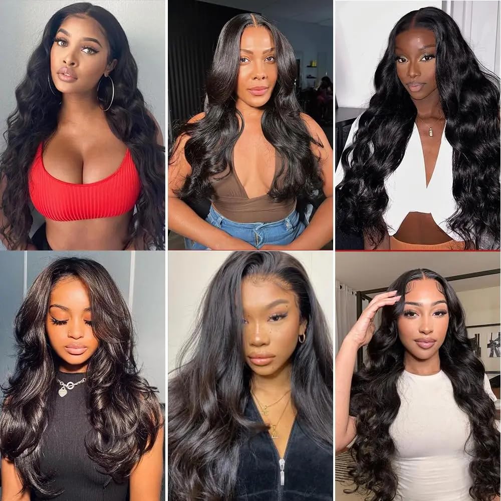Body Wave Bundles Human Hair 18 20 22 24 Inch 100% Unprocessed 12A Brazilian Hair 4 Bundles Human Hair Body Wave Hair Extensions Natural Black