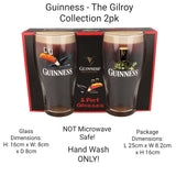 Guinness Official Merchandise Tortoise/Toucan Gilroy 2 Pint Glass Set Transparent