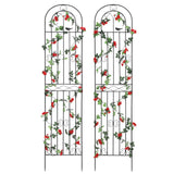 Macteyia 2 Pack 86.7" H x 19.7" W Metal Garden Trellis with Black Coating, Wire Lattice Grid Panel for Climbing Plants Outdoor Roses Vine Cucumbers Vegetables Flower Support (86.7" H, 2 Pack)