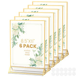 YOAEAILY Acrylic Sign Holder 8.5X11 Gold Frames Double-Sided Gold Picture Frames for Flyer Holder Menu Holder Wedding Table Number Holder Christmas Photo Frame with Removable Sticky Dots -6 Pack
