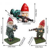 BESTJYC Garden Gnomes with Guns, 5.9in Garden Gnomes Outdoor, Military Gnome with Gun, Gnome Decorations for Yard, Indoor Outdoor Halloween Christmas Thanksgiving Gifts (3red)